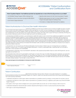 ACCESS4ME ROLVEDON Patient Authorization and Certification Form